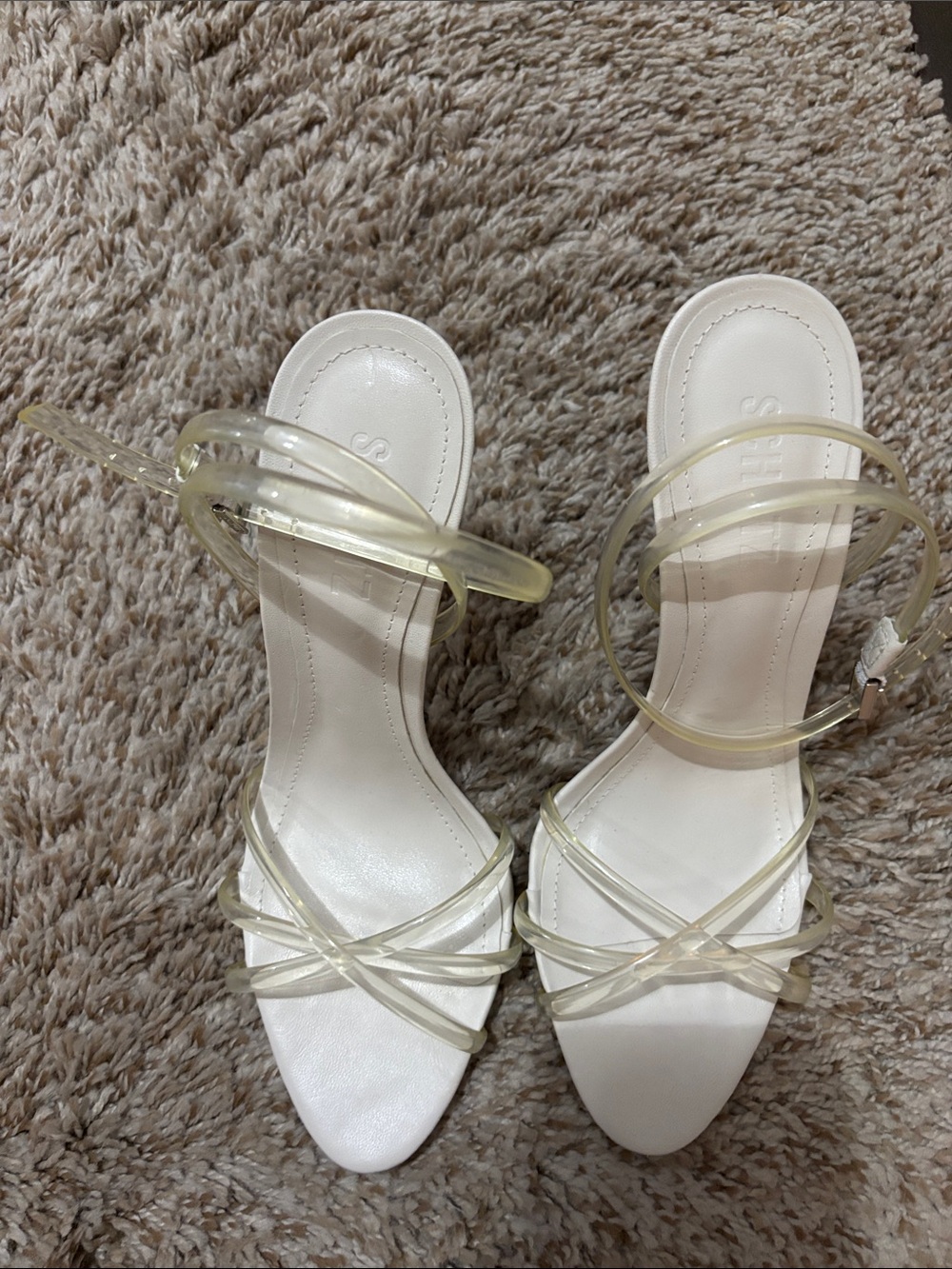 SCHUTZ White Sandals with Clear Straps